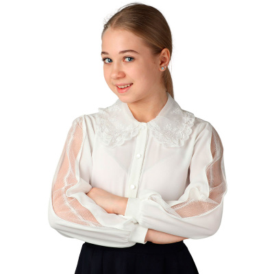 Блузка школьная для девочки Deloras 64551C молочный 1